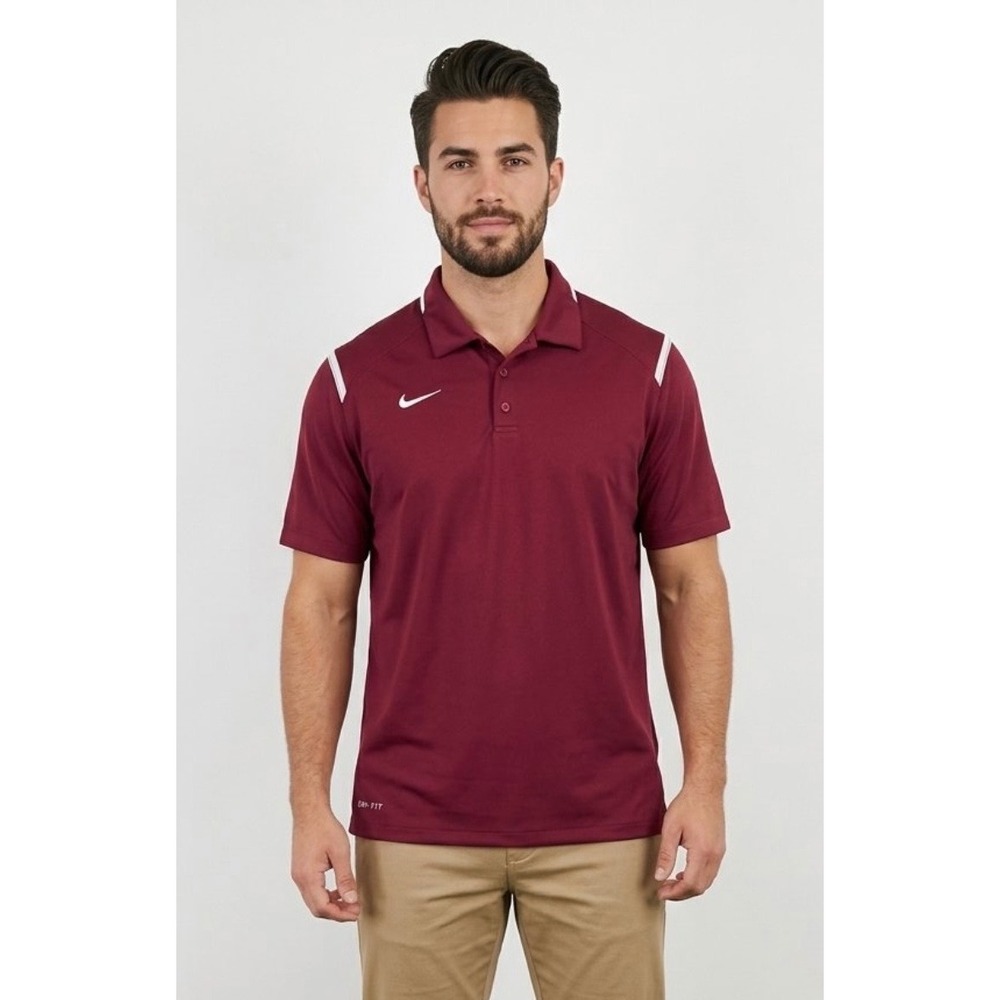 Nike Dri-FIT Mens Short Sleeve Polo Shirt Burgundy Maroon Large RN56323